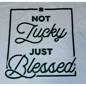 Press Lab Women's XL White Green Tee shirt Not Lucky Just Blessed New
